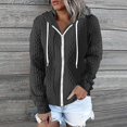 thumbnail image 6 of Xudanell Womens Plus Size Hoodies Sweatshirt Long Sleeve Drawstring Jacket Zip up Coat with Pocket Outwear Dark Gray M, 6 of 6