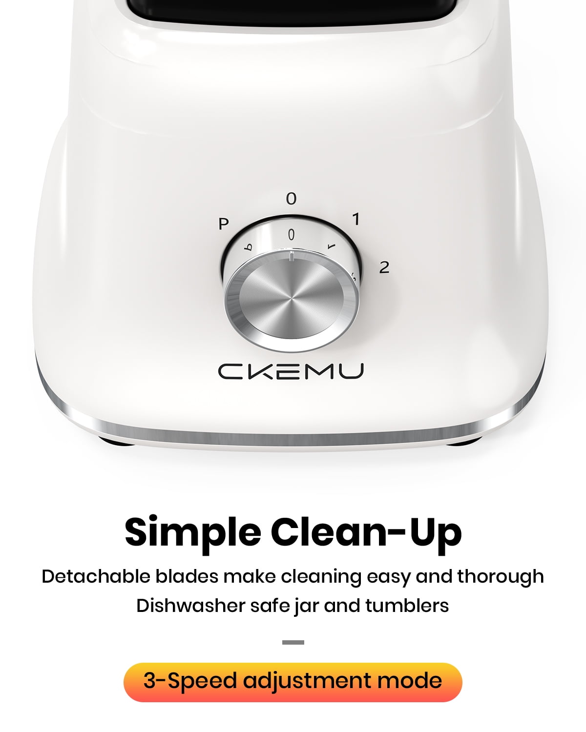 CKEMU Professional Blender for Smoothies & Ice Crushing,58 Oz Glass Jar High-Powered Countertop Blender,750W,White