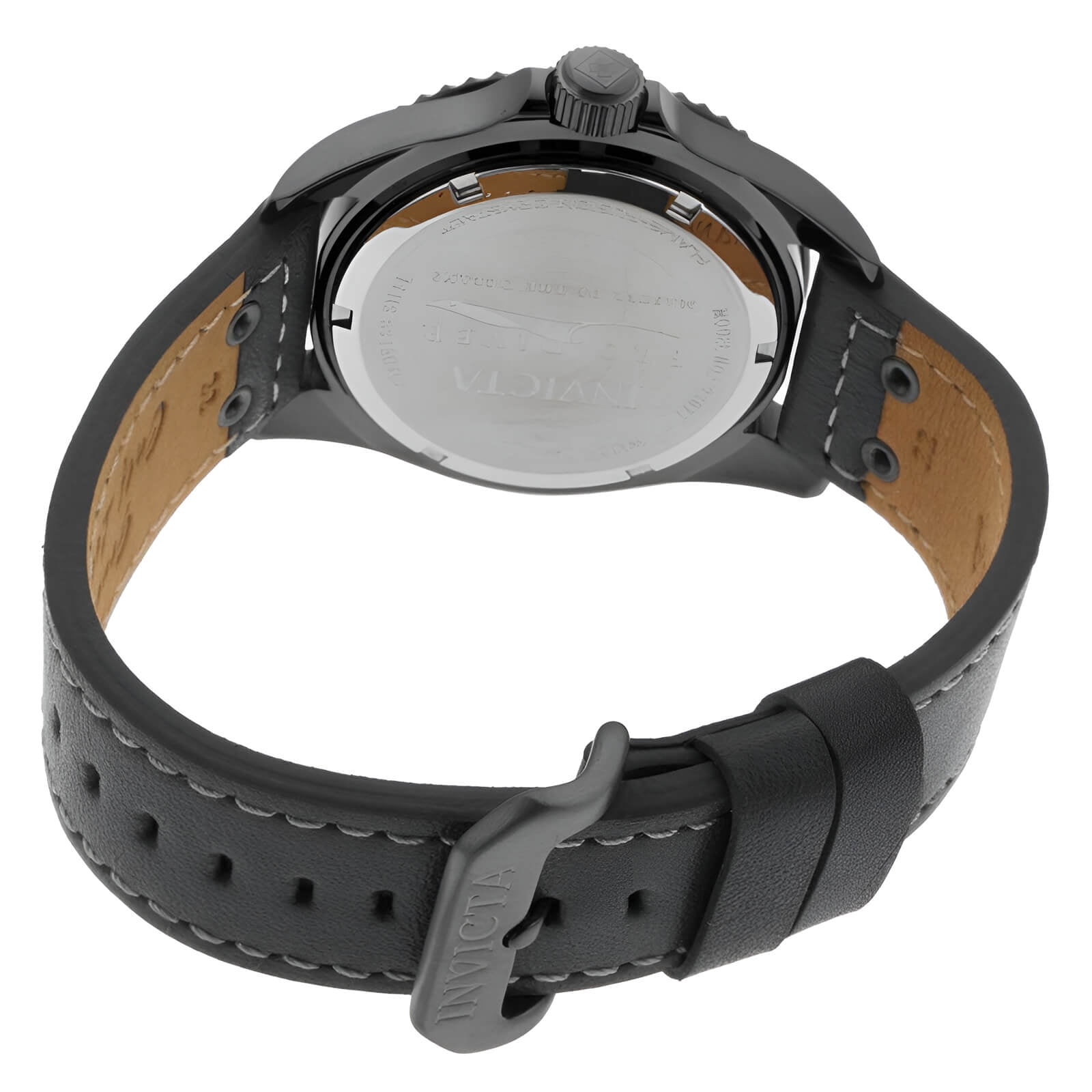 22077 Men's Pro Diver Grey Genuine Calf Leather Gunmetal Dial Gunmetal Ip Ss Watch