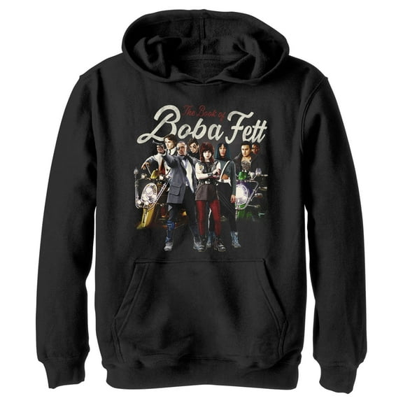 Boy's Star Wars: The Book of Boba Fett Drash and Skad New Security Team Pull Over Hoodie Black Medium
