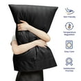 thumbnail image 5 of SLEEP ZONE Striped Cooling Queen Sheets Set - Fitted Flat Sheet & Pillowcase Sets 4 Piece - Super Soft Stripe Bed Sheet, Easy Care, Deep Pocket (Black, Queen), 5 of 7