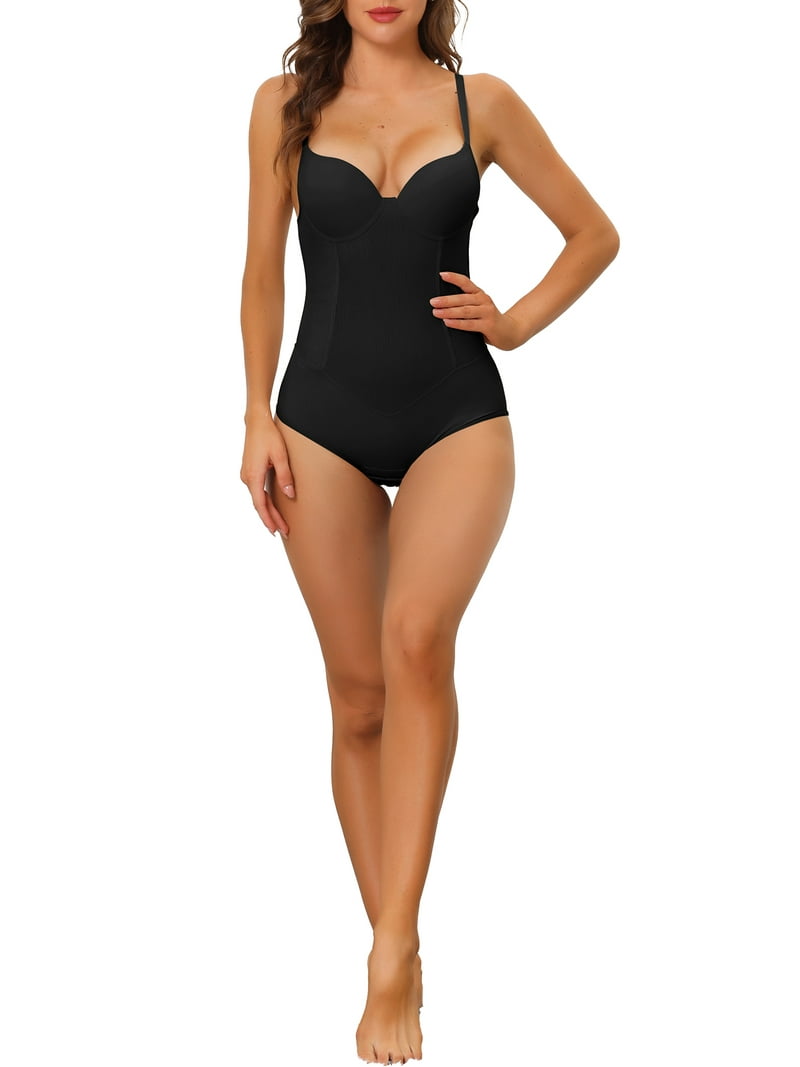 Unique Bargains Women's Shoulder Strap Full Bodysuit Shaping
