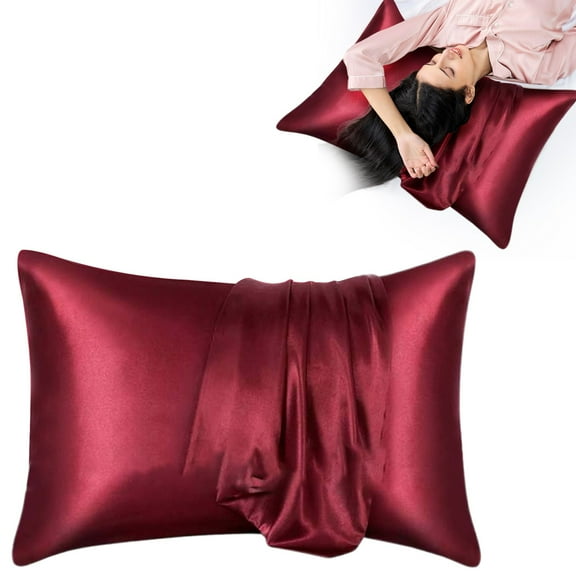 4-Piece Set Satin, Four-Piece Set 1 Pillowcase (Red-I)