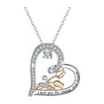thumbnail image 2 of FENGGHAO Mothers Day Heart Shape Inlaid Pendant Necklace I Love You For Always And Forever Rose Design Alloy Love Jewelry for Mom, 2 of 7