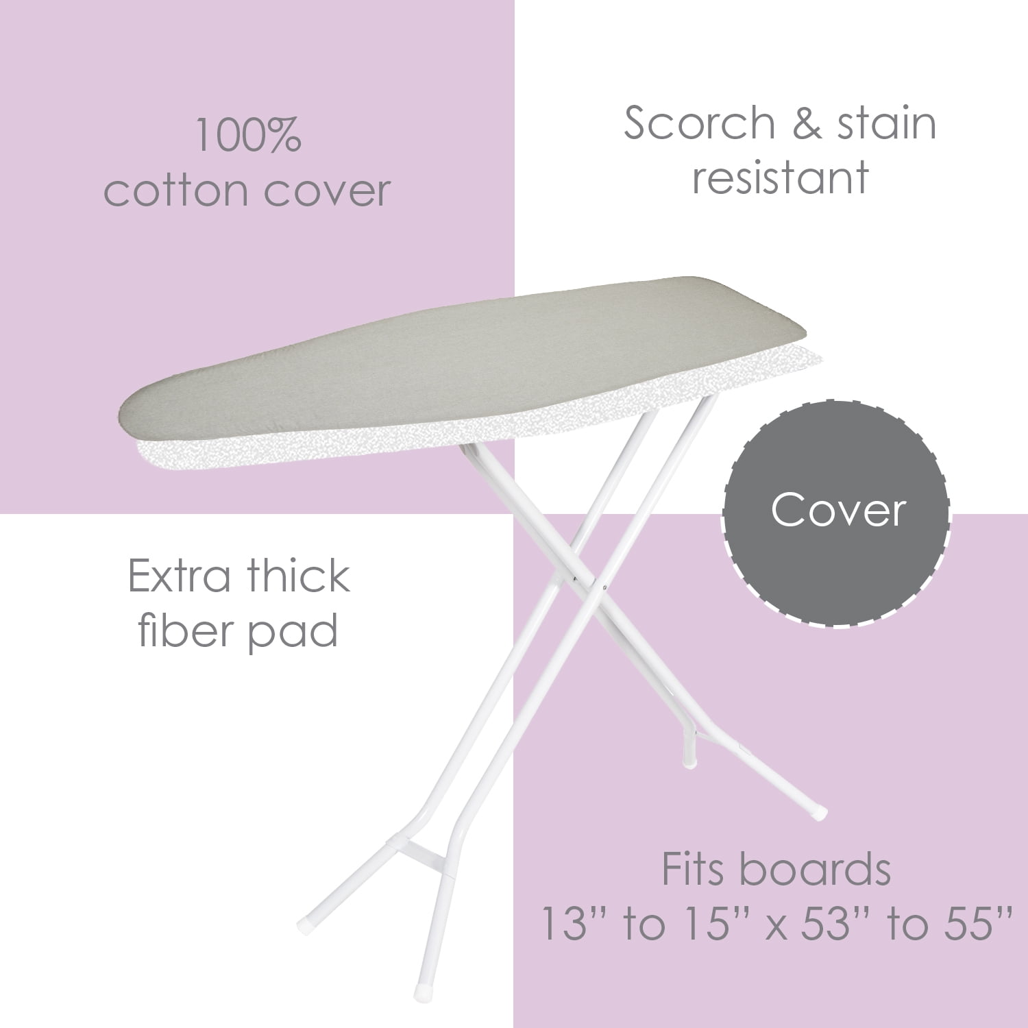 Seymour Home Products Premium Replacement Cover and Pad, Silver Silicone, Fits 53"-55" X 13"-14"