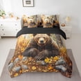 thumbnail image 2 of Homewish Jungle Brown Bear Bedding Comforter Set 7pcs for Men, Rustic Rustic Wildlife King Bedding Sets, Maple Leaf Botanical Reversible Bed Sheets, Super Cozy Room Decor, 2 of 7
