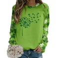 thumbnail image 4 of ASFGIMUJ Women St Pa Day T Shirts Crewneck Green Sweatshirt Raglan Sleeve Shirt Pullover Tops Loose Casual Dressy Tops,Size S, 4 of 5
