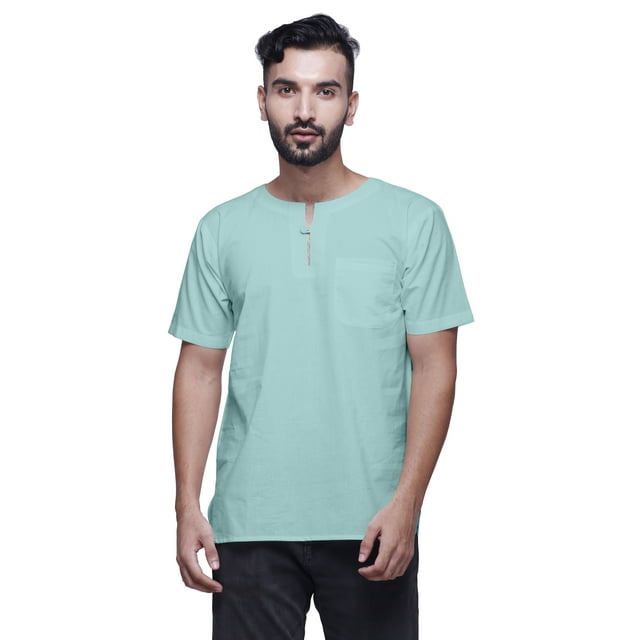Atasi Tailored Fit Short Kurta Cotton Poplin Solid Keyhole Neck Casual Shirt