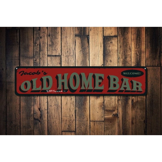 (Metal de aluminio) Letrero de bienvenida a casa antigua Letrero con nombre de bar Letrero de cerveza de bar Decoración de bar de metal Letrero de cueva de hombre Decoración del hogar Tamaño: 4 x 16