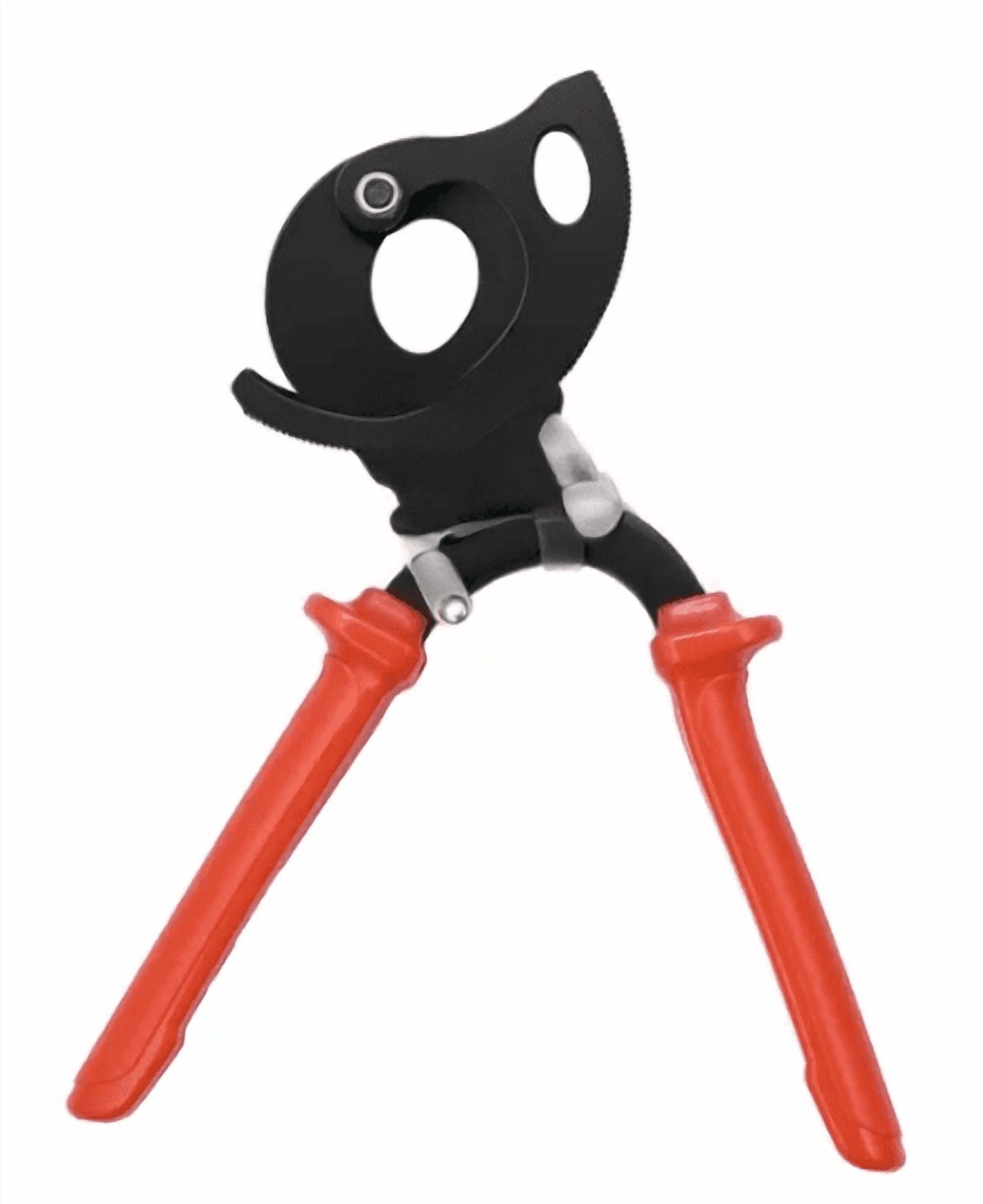 Ratcheting Cable Cutter Spring Steel Blades PVC-Coated 1000V Insulated Handles Quick-Release Button Heavy Duty Wire Cutter for Copper & Aluminum Cables Up