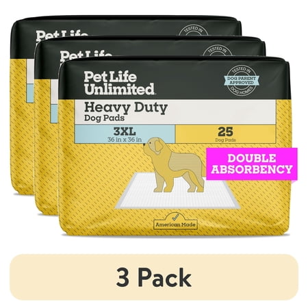 (3 pack) Pet Life Unlimited Dog Pads Heavy Duty 3XL 36 x 36 25ct