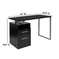 thumbnail image 2 of Harwood Dark Ash Wood Grain Finish Computer Desk with Two Drawers and Silver Metal Frame, 2 of 9