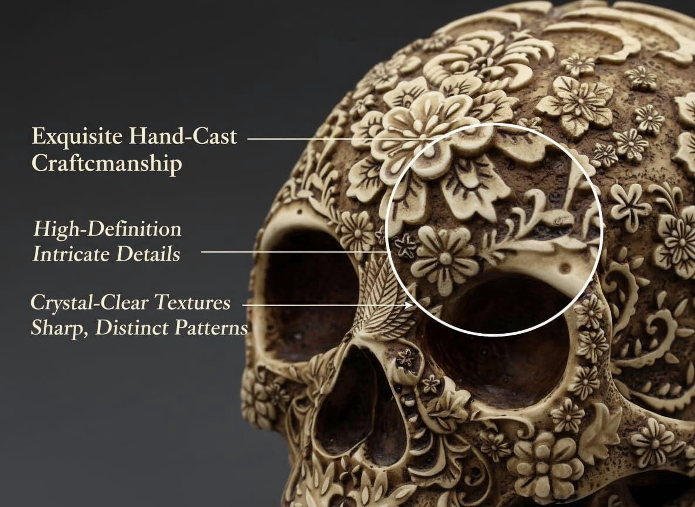 Skull Statue 8.2x5.9x6.3 Inch with Intricate Mechanical Design for Gothic Decor