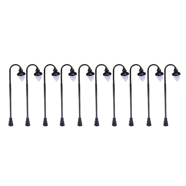 KLKCMS 10pcs Model Train Railway Street Light 3V Fairy Garden Miniatures Landscape Park 2