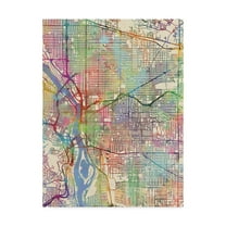 Trademark Fine Art 'Portland Oregon City Map III' Canvas Art by Michael Tompsett