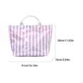 thumbnail image 2 of HUISZJ PVC Striped Tote Bag, Stylish Canvas Handbag, Large Capacity Portable Travel Shoulder Bag for Commuting Work Travel (Purple), 2 of 7