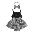 thumbnail image 3 of CUZIBR Baby Girls Clothes Sets Fly Sleeve Cute Fruit Cartoon Embroidery Crewneck High Waist Romper Bodysuits Plaid Dress Stylish Headbands 2 Piece Outfits Summer Bodysuit,Black-2,0-3 Months, 3 of 6