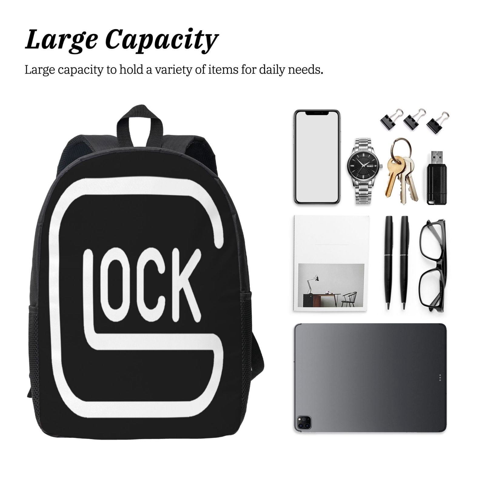 Glock Backpack Simple Lightweight Backpack Fashion Travel Backpack Laptop Backpack 17 Inch