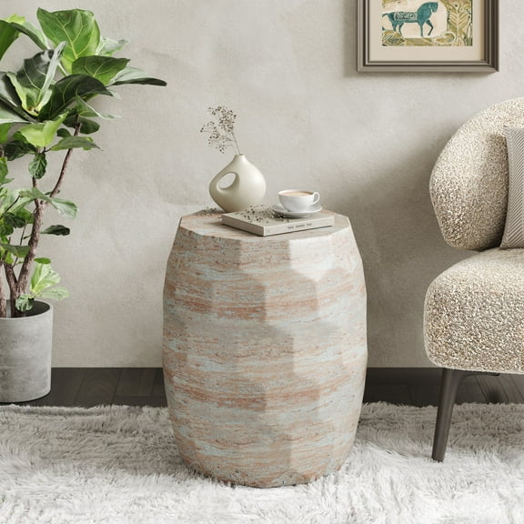 Christopher Knight Home Elegant 15.25" Outdoor Lightweight Concrete Conical Side Table, Travertine Finish