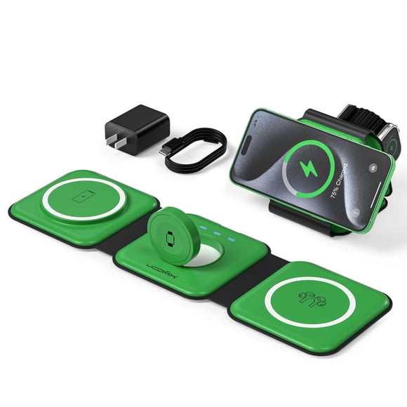 Estación de carga inalámbrica plegable UCOMX 3 en 1 para iPhone