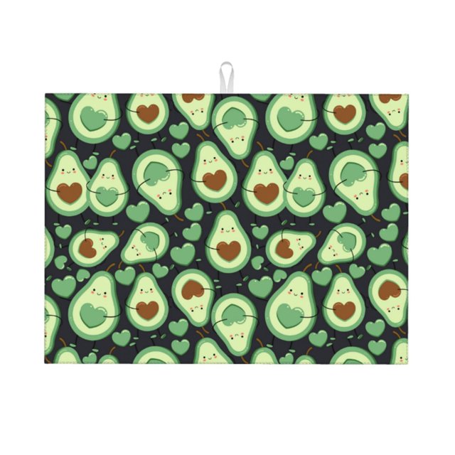 Fotbe Avocado Heart Alfombrilla de Secado para Cocina con Estampado, 18x24 Pulgadas