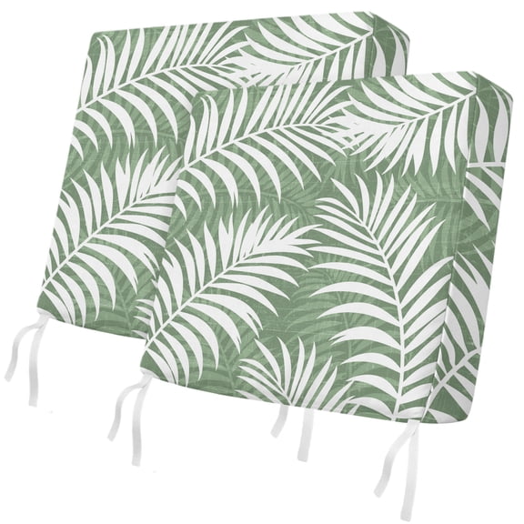 Outdoor Patio Cushion Covers 2 Pack Sage Green Palm Leaf Patio Chair Cushion Covers with Ties and Zipper Waterproof Outdoor Seat Cushion Covers for Patio Furniture 24"x24"