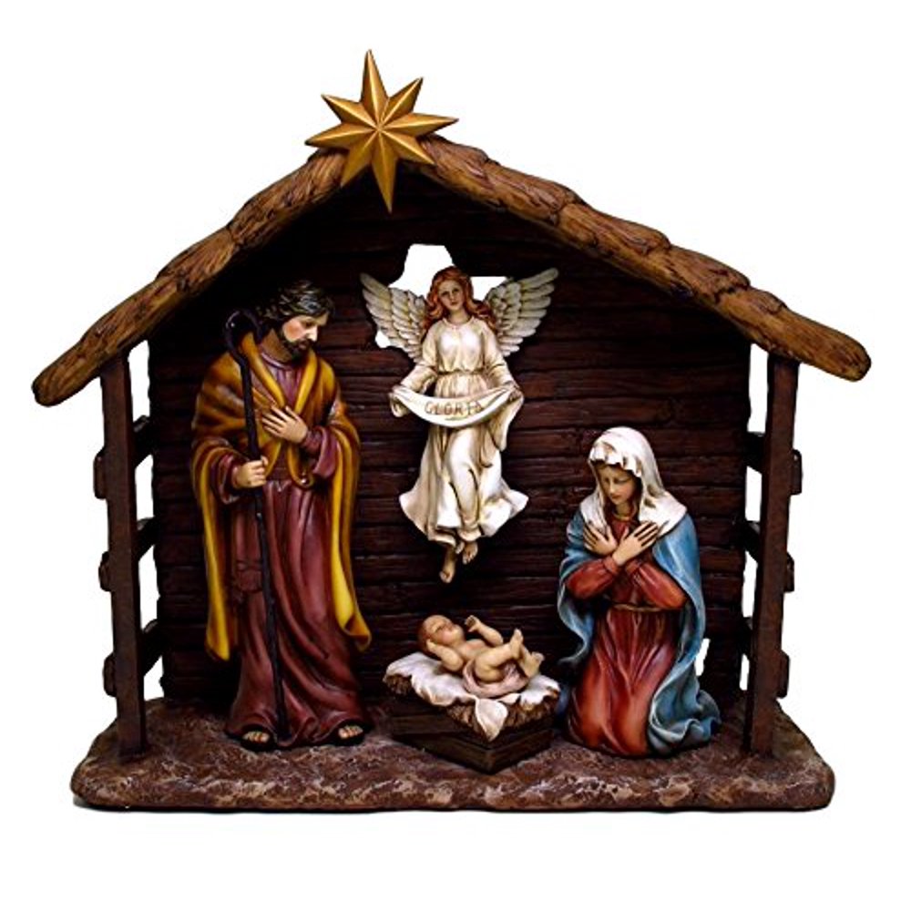 Atlantic Collectibles Large Holy Family Nativity Manger