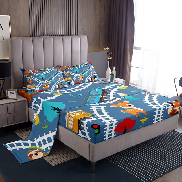 Erosebridal Ensembles de Draps Grand 3D Cerf, Literie Voiture de Circulation Format Grand, Déco Animale Fox Sloth
