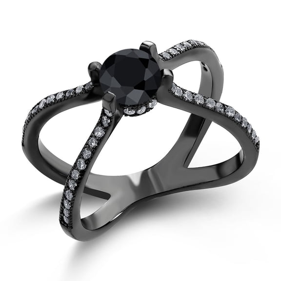 Gem Stone King 1.73 Ct Round Black Sapphire 925 Sterling Silver Ring (Size 5)