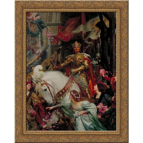 The Two Crowns 24x20 Gold Ornate Wood Framed Canvas Art by Frank Dicksee
