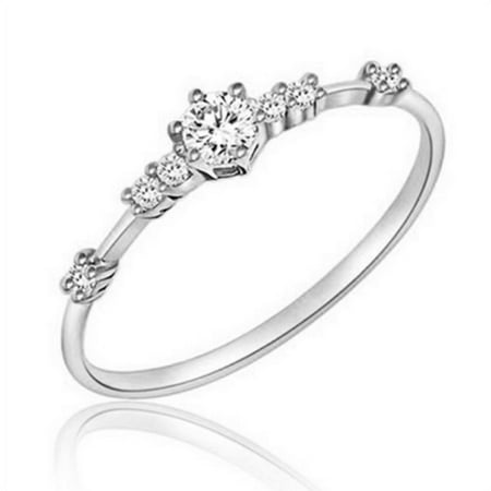 Women's Small Diamond Copper Plated 925 Sterling Silver Ring