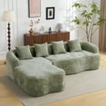thumbnail image 4 of Full Compression L-Shape Sectional Sofa with Curved Chaise, Green Modular Chenille Couch, High-Density for Apartment Living Room, 4 of 22