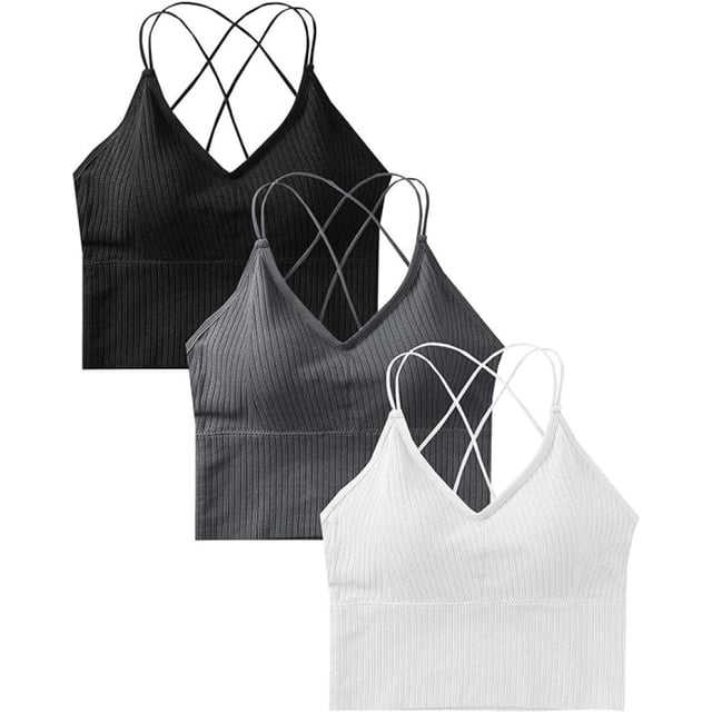 Sujetador deportivo con aros y tirantes finos para mujer, sin aros, push up
