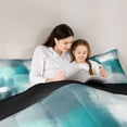 thumbnail image 4 of Manfei Abstract Watercolor Art Twin Comforter Sets, Aesthetic Ombre Bedding Set, Teal White, Black Reversible 2pcs, 1 Comforter and 1 Pillowcase, 4 of 6