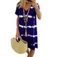 thumbnail image 1 of Innerwin Robes Tuniques Manches Courtes Femme Robe Midi Plage Teinture sur Nœuds Ample Robe d'Été Bleu Profond TG, 1 of 7