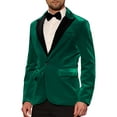 thumbnail image 4 of Chaqueta de traje de terciopelo INSPIRE CHIC para hombres, blazer de terciopelo verde con solapa en contraste para bodas y fiestas, 4 of 5