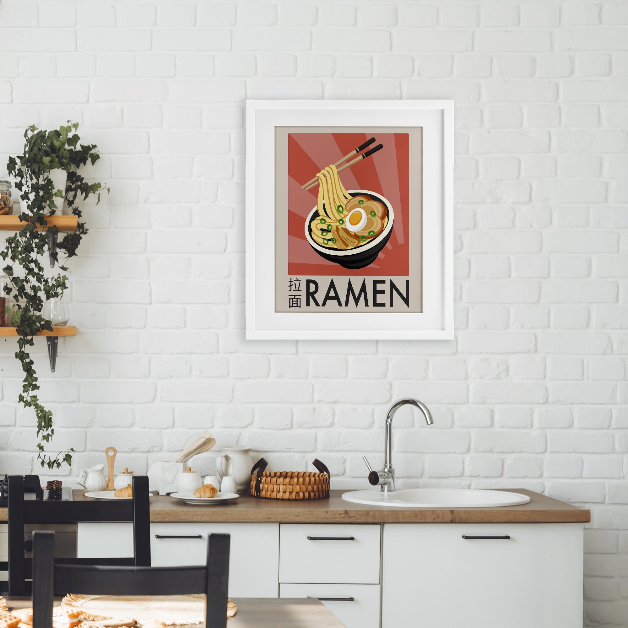 Stupell Industries Iconic Ramen Poster White Framed Print Under Glass, design by Marcus Prime