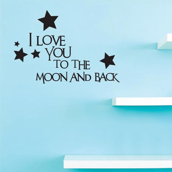 Custom Decals I Love You To The Moon And Back Wall Art Size: 16 Inches x 24 Inches Color: Black