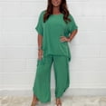 thumbnail image 1 of Pantalones Conjunto de ajuste holgado para mujer Cintura elástica Conjuntos de salón de 2 piezas Trajes casuales suaves para damas Ygjytge Verde Militar L para Mujer, 1 of 6