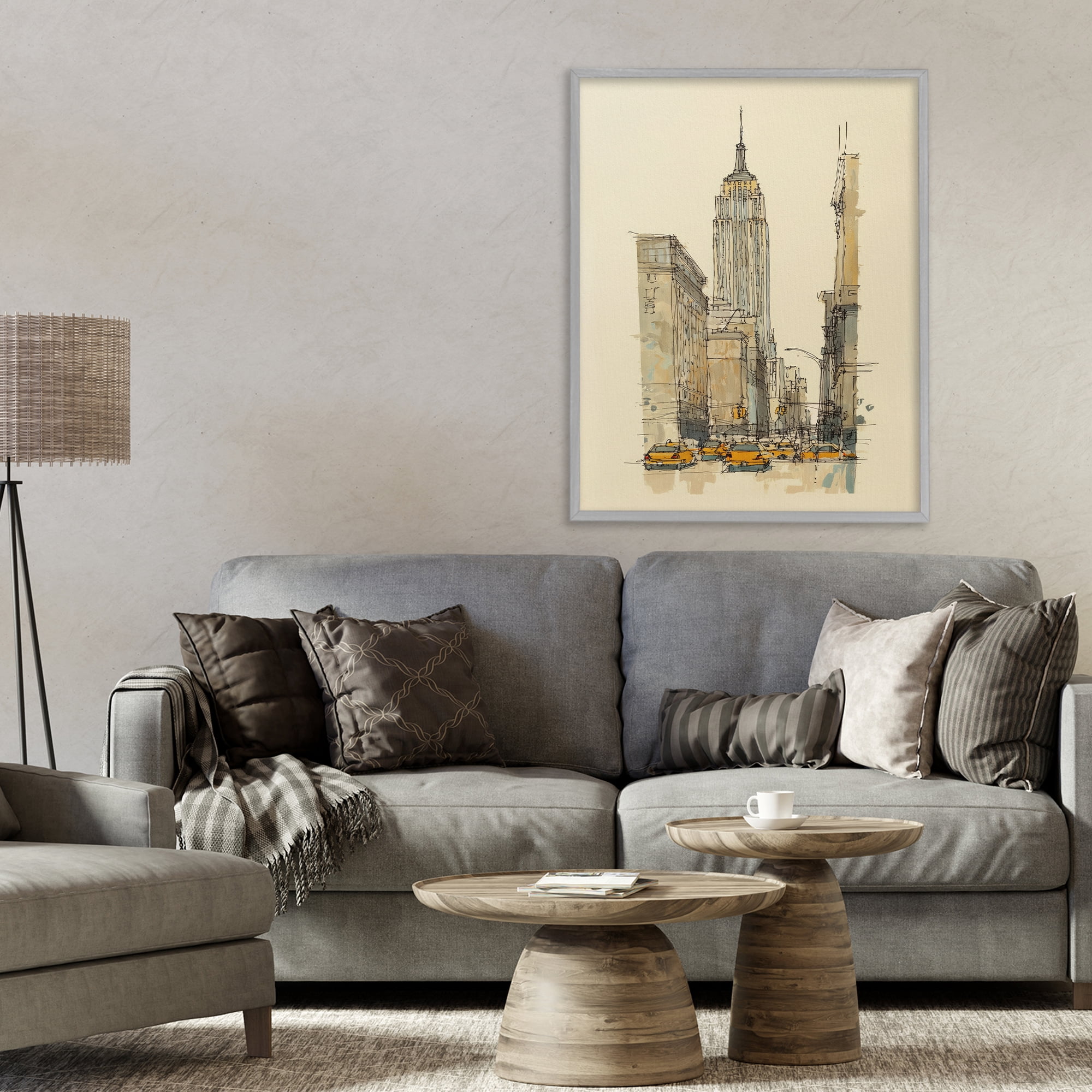 Stupell Industries NY City Lines Contour Gray Framed Giclee Art, design by Svetlana Aleynikova