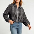 thumbnail image 5 of Women's Polka Dot Cropped Jacket Lightweight Zip Up Lapel Casual, 5 of 6