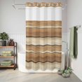 thumbnail image 6 of No Hook Shower Curtain, Brown Khaki Wooden Shower Curtains for Bathroom with See Through Top Window, Vintage Farmhouse Retro Art Waterproof & Washable Bath Curtain Small Stall 36"x78", 6 of 9