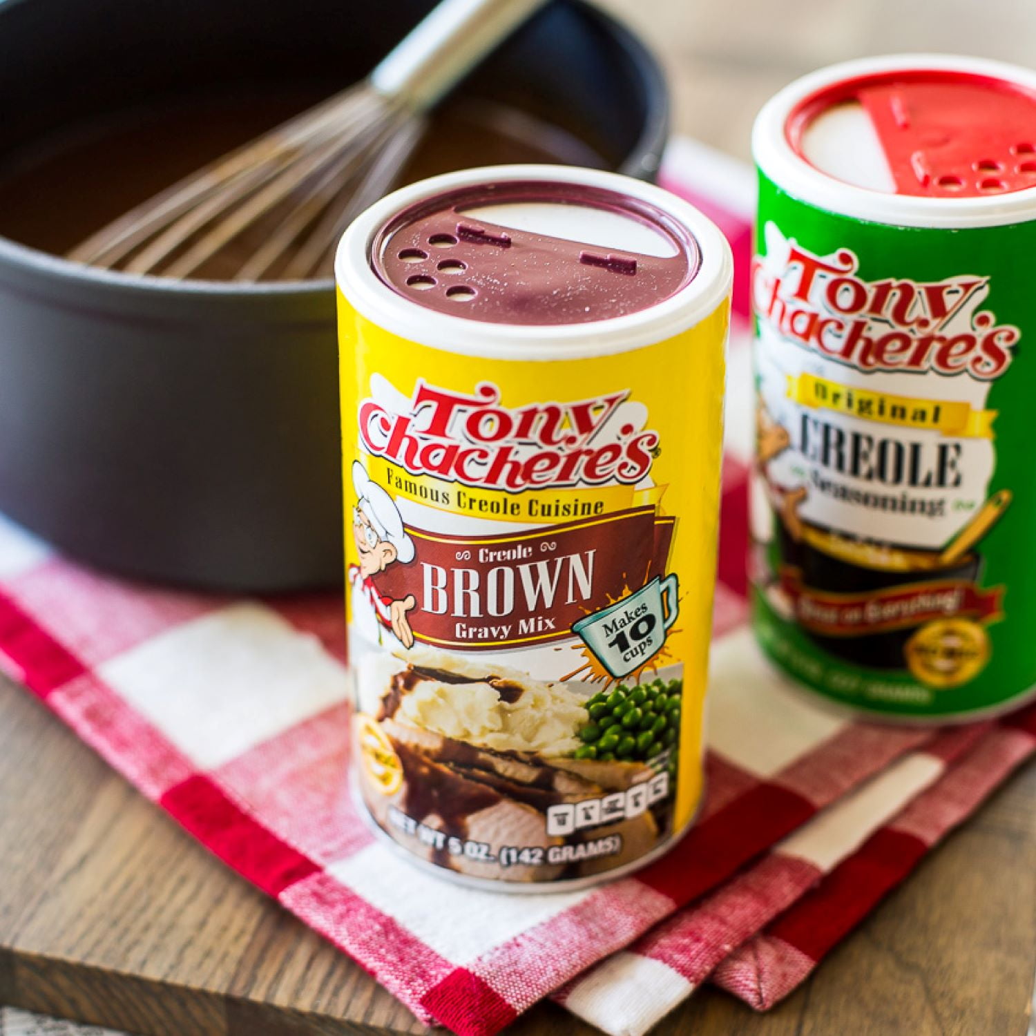 (2 pack) Tony Chachere's, Brown Gravy, Cajun, Instant, 10 oz, Shelf-Stable, Nut Free, Can, No MSG