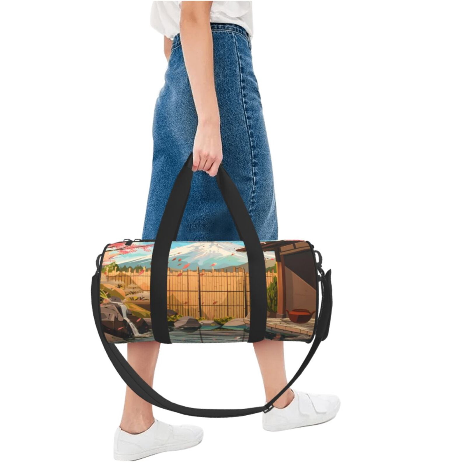 Vsdgher Tranquil Garden Landscape 45L Foldable Duffel Bag, Sports Gym Bag,Overnight Bag, Portable Weekender Bag for Airplanes