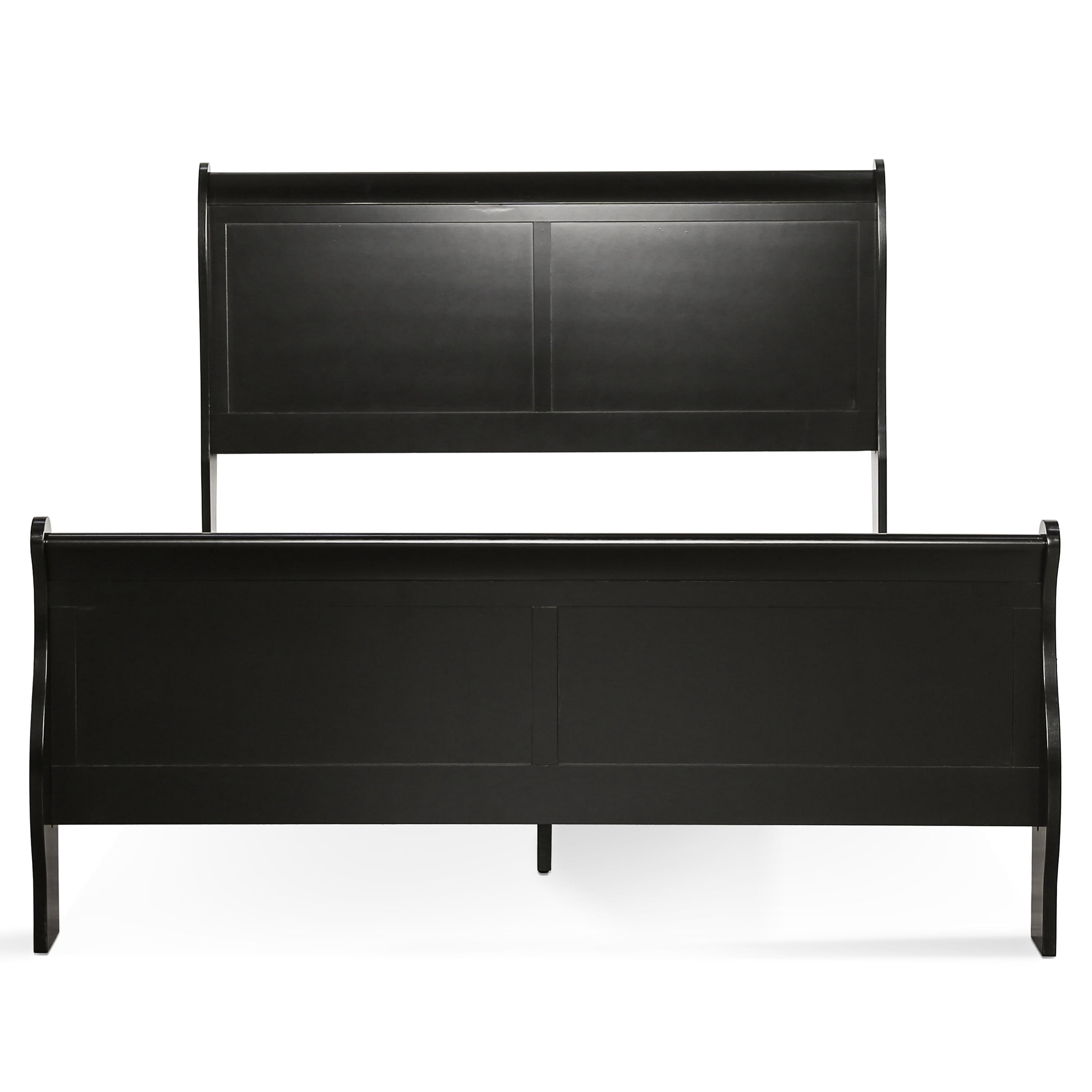 Furniture of America Vrai Adult Queen Sleigh Headboard Wood Bed, Black