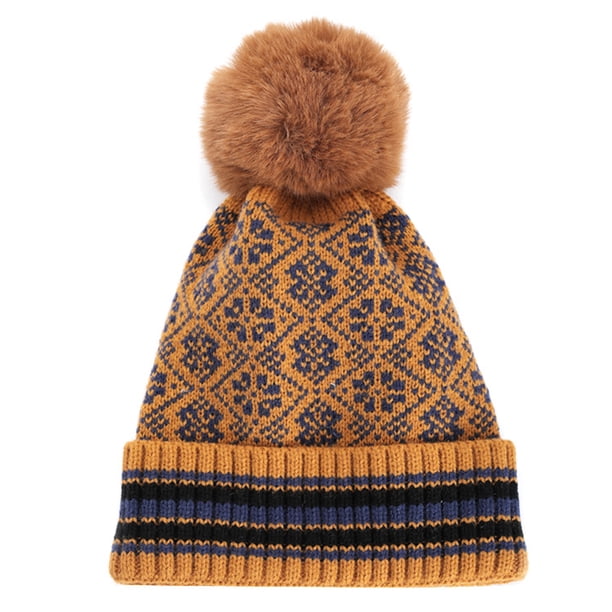 Gorro de lana para hombre y mujer, gorro de punto con diseño de patchwork y mezcla de lana, gorro cálido con diseño geométrico de diamantes