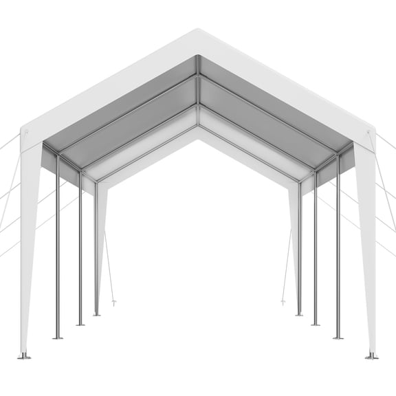 Outdoor Car Canopy 10x20 FT Heavy Duty Galvanized Carport Shelter UV-Resistant Water-Resistant All-Season Protection Portable Storage Shed for Boat Motorcycle White