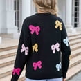 thumbnail image 5 of Bixock Women Fall and Winter Top,Women Sweater,Women's Comfortable Round Neck Long Sleeved Bow Print Fashion Loose Pullover Sweater, 5 of 5