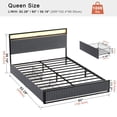 thumbnail image 2 of GUNAITO Queen Bed Frame with 2 Storage Drawers, Platform Bed with Headboard, Velvet Upholstered Bed Frame with LED Lights & Charging Station, Dark Grey, 2 of 7