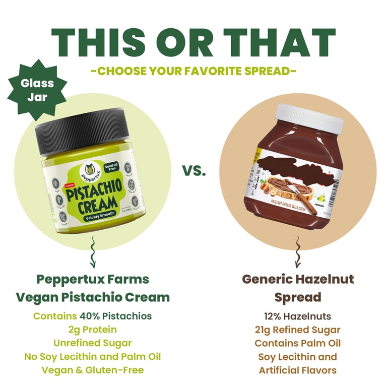 Peppertux, Turkish Pistachio Cream, Vegan, 7 oz, Gluten-Free and